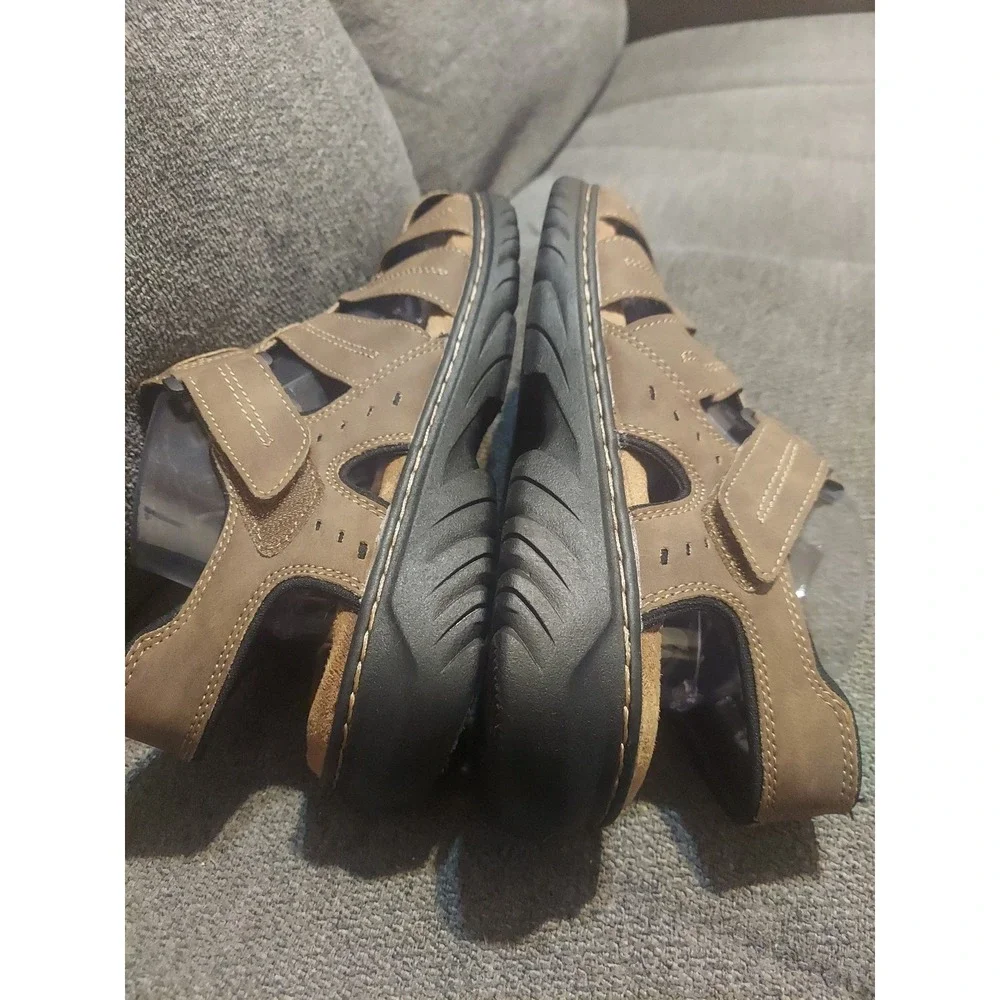 Dr Scholls Men's Sandals Sz 10M Candid Fisherman Closed Toe Memory Foam Cool Fit